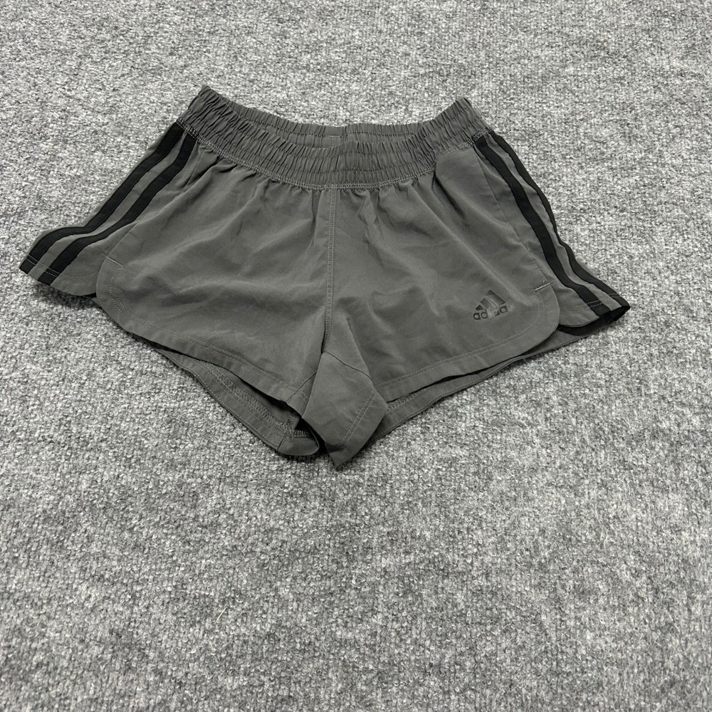 Adidas Shorts Womens Size 2XS Dark Gray Athletic Running 3-Stripe Aeroready